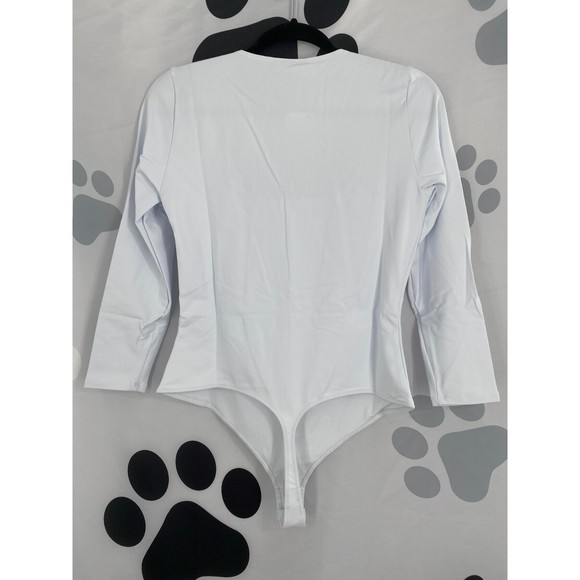 Free People NWT Truth or Square Bodysuit Long Sleeve Square Neck White Large New - Picture 4 of 11